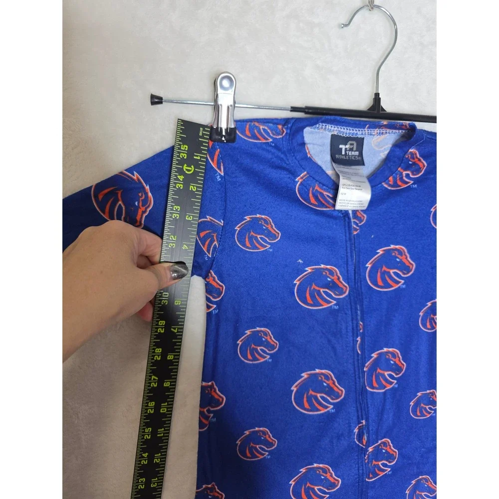 Team Athletics Boise State Broncos Infant Blue Footed Sleeper Pajamas 12M NEW